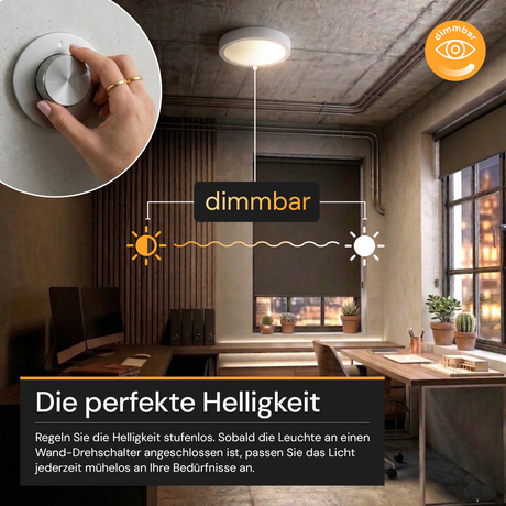 LED CCT Panel, Ein-/Aufbau, dimmbar, 24 W, 2400 lm, Ø290 mm, 5CCT (2700 K– 5700 K), Lochdurchm. variabel, Anschlussbox.