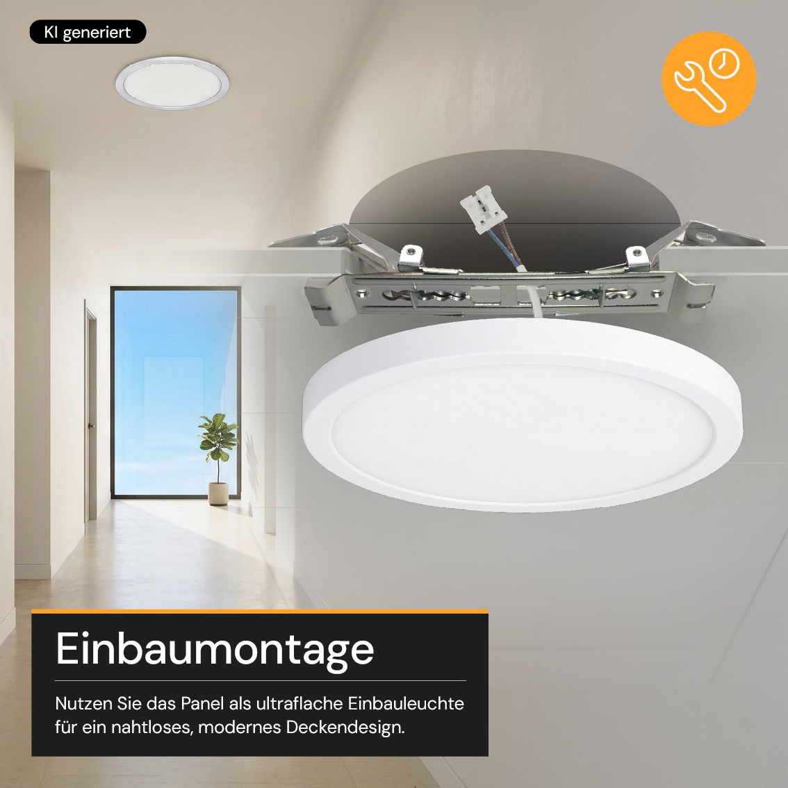 LED CCT Panel, Ein-/Aufbau, Bewegungssensor, 12 W, 1200 lm, Ø165 mm, 5CCT (2700 K– 5700 K), Lochdurchm. variabel, Anschlussbox
