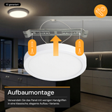 LED CCT Panel, Ein-/Aufbau, Bewegungssensor, 12 W, 1200 lm, Ø165 mm, 5CCT (2700 K– 5700 K), Lochdurchm. variabel, Anschlussbox