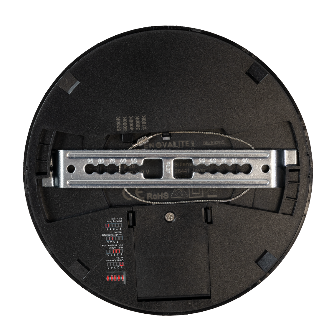 LED CCT Panel, Ein-/Aufbau, Bewegungssensor, Schwarz, 12 W, 1200 lm, Ø165 mm, 5CCT (2700 K– 5700 K), Lochdurchm. variabel, Anschlussbox