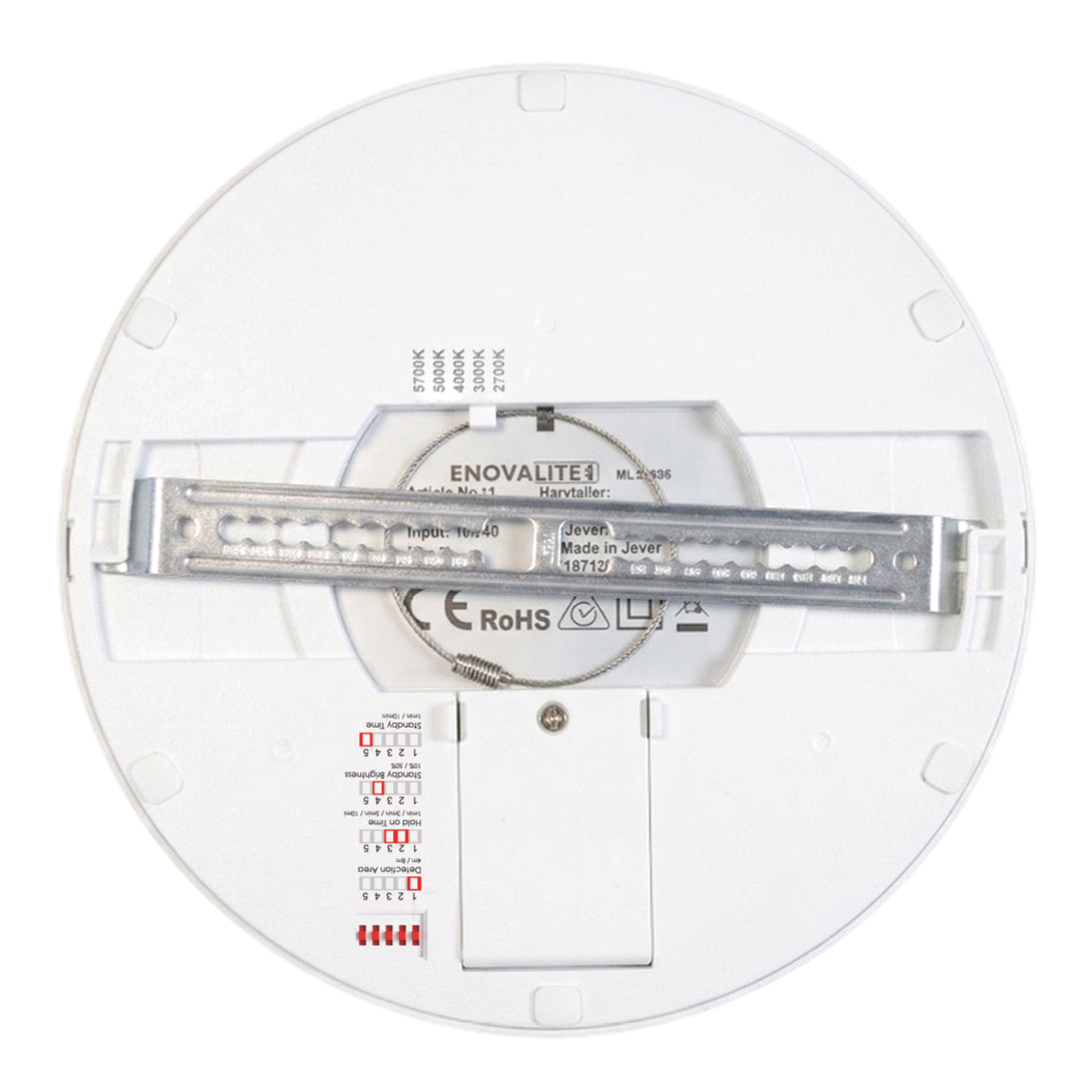LED CCT Panel, Ein-/Aufbau, Bewegungssensor, 18 W, 1800 lm, Ø215 mm, 5CCT (2700 K– 5700 K), Lochdurchm. variabel, Anschlussbox