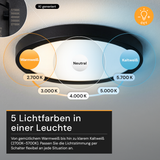 LED CCT Panel, Ein-/Aufbau, Schwarz, Bewegungssensor, 18 W, 1800 lm, Ø215 mm, 5CCT (2700 K– 5700 K), Lochdurchm. variabel, Anschlussbox