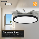 LED CCT Panel, Ein-/Aufbau, Schwarz, Bewegungssensor, 24 W, 2400 lm, Ø290 mm, 5CCT (2700 K– 5700 K), Lochdurchm. variabel, Anschlussbox