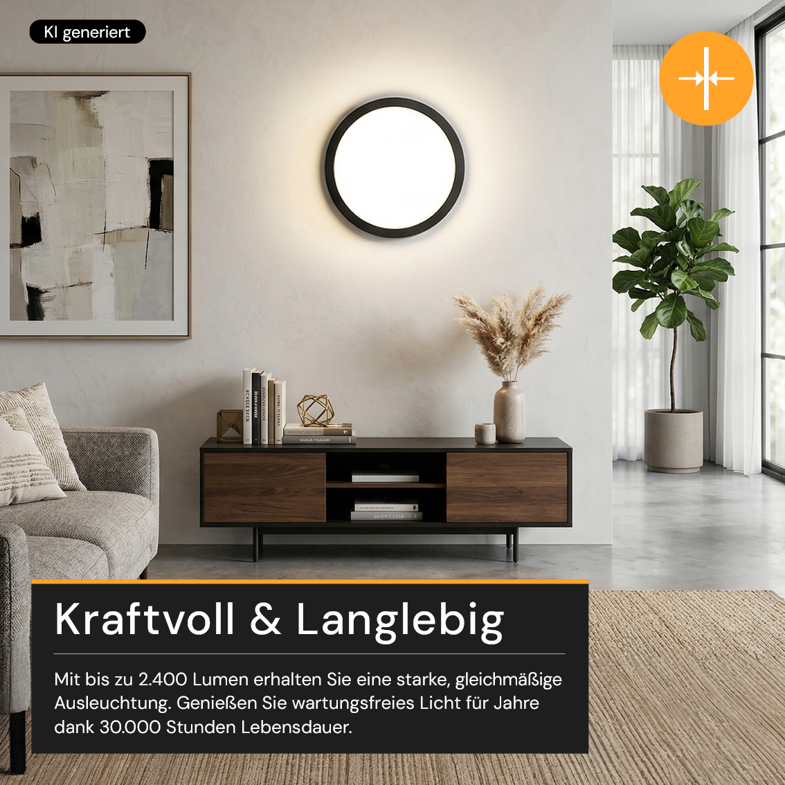 LED CCT Panel, Ein-/Aufbau, Schwarz, Bewegungssensor, 24 W, 2400 lm, Ø290 mm, 5CCT (2700 K– 5700 K), Lochdurchm. variabel, Anschlussbox