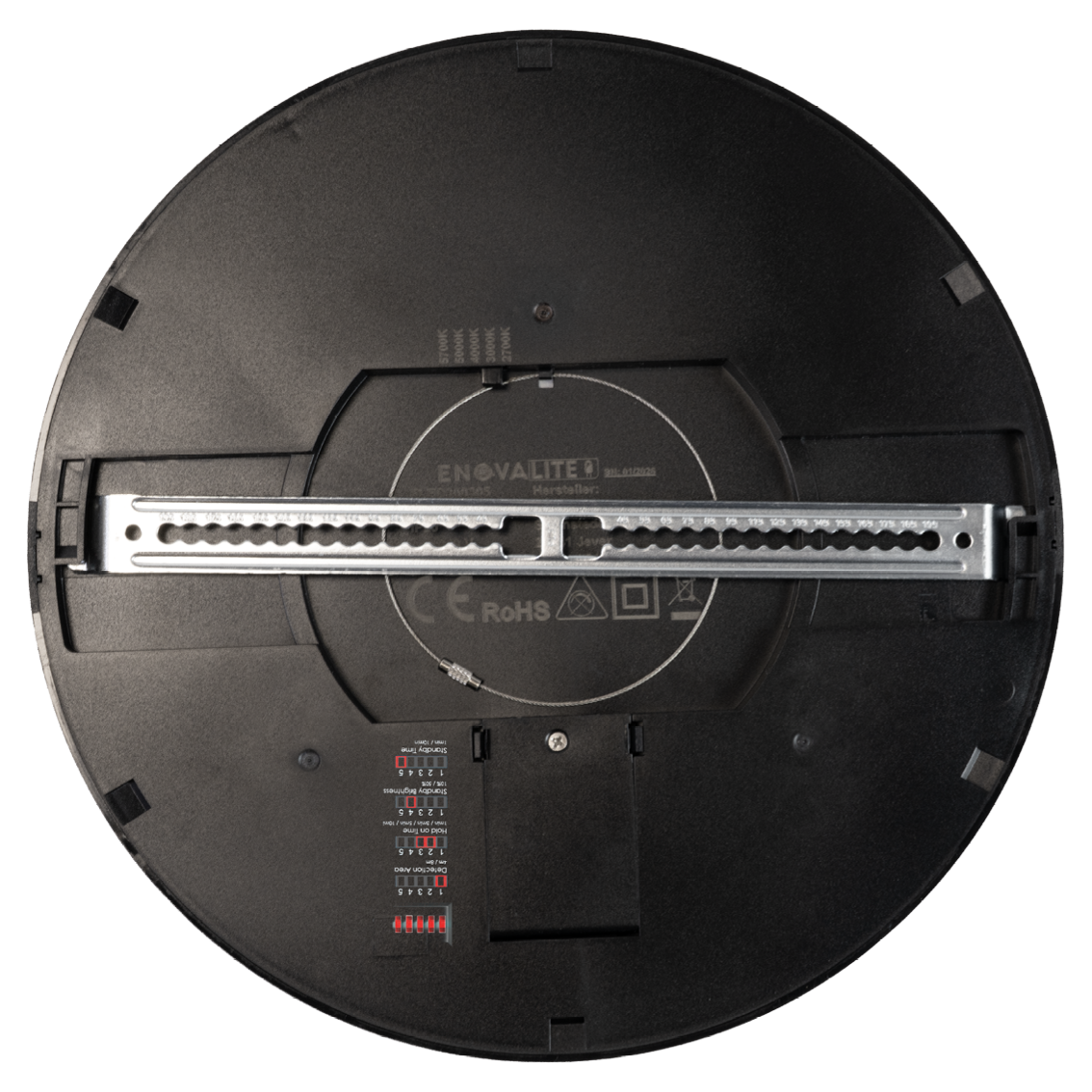 LED CCT Panel, Ein-/Aufbau, Schwarz, Bewegungssensor, 24 W, 2400 lm, Ø290 mm, 5CCT (2700 K– 5700 K), Lochdurchm. variabel, Anschlussbox