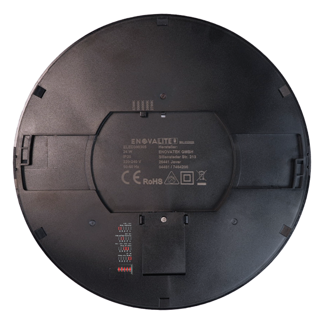LED CCT Panel, Ein-/Aufbau, Schwarz, Bewegungssensor, 24 W, 2400 lm, Ø290 mm, 5CCT (2700 K– 5700 K), Lochdurchm. variabel, Anschlussbox