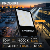 LED-Fluter, 50 W, 4000 K (neutralweiß), 6500 lm, schwarz, IP65, LUMILEDS LED