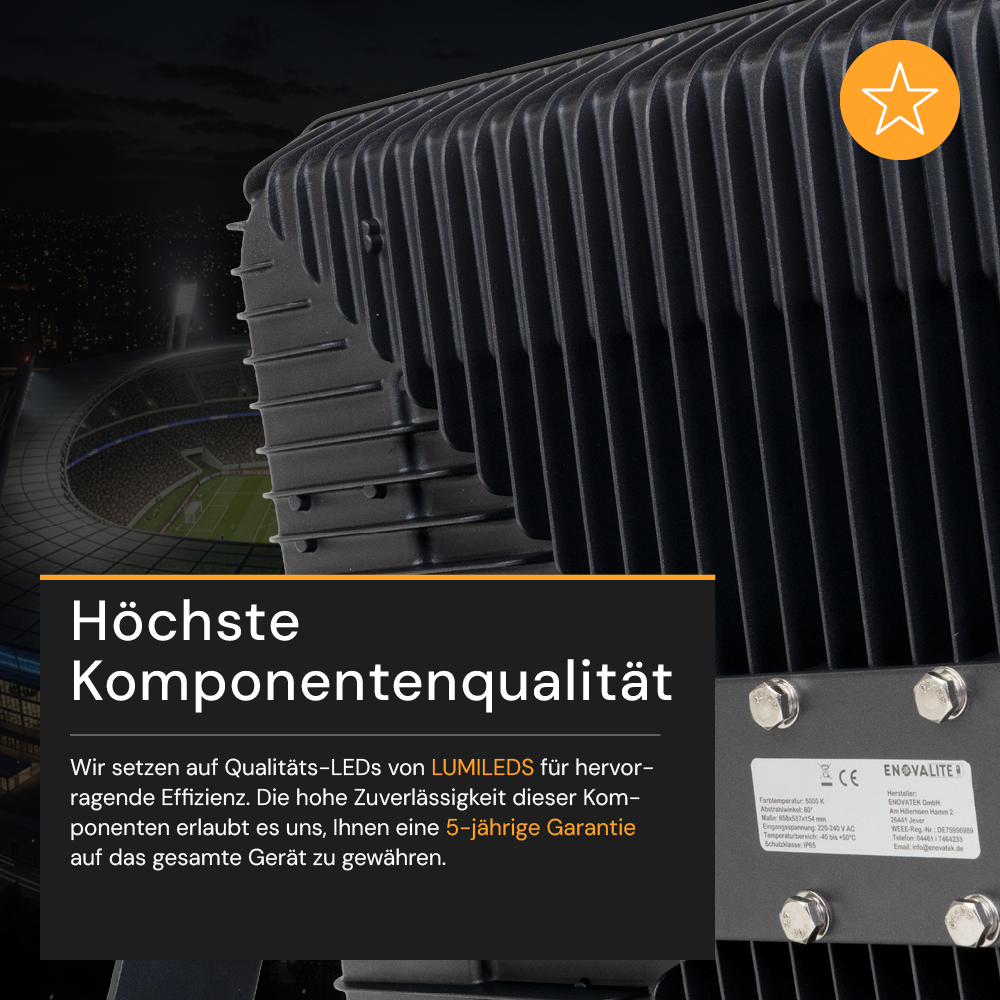 LED Stadion Fluter PRO, 400 W, 5000 K (neutralweiß), 48000 lm, IP65, Meanwell Driver, LUMILEDS LED