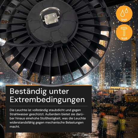 LED-HighBay, UFO, 100 W, 14000 lm, 4000 K (neutralweiß), IP65,LIFUD, LUMILEDS LEDs.
