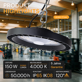 LED-HighBay, UFO, 150 W, 21000 lm, 4000 K (neutralweiß), IP65, LIFUD, LUMILEDS LEDs