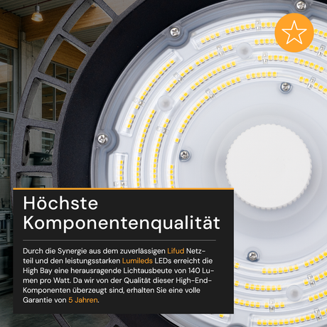 LED-HighBay, UFO, 200 W, 28000 lm, 4000 K (neutralweiß), IP65,LIFUD, LUMILEDS LEDs