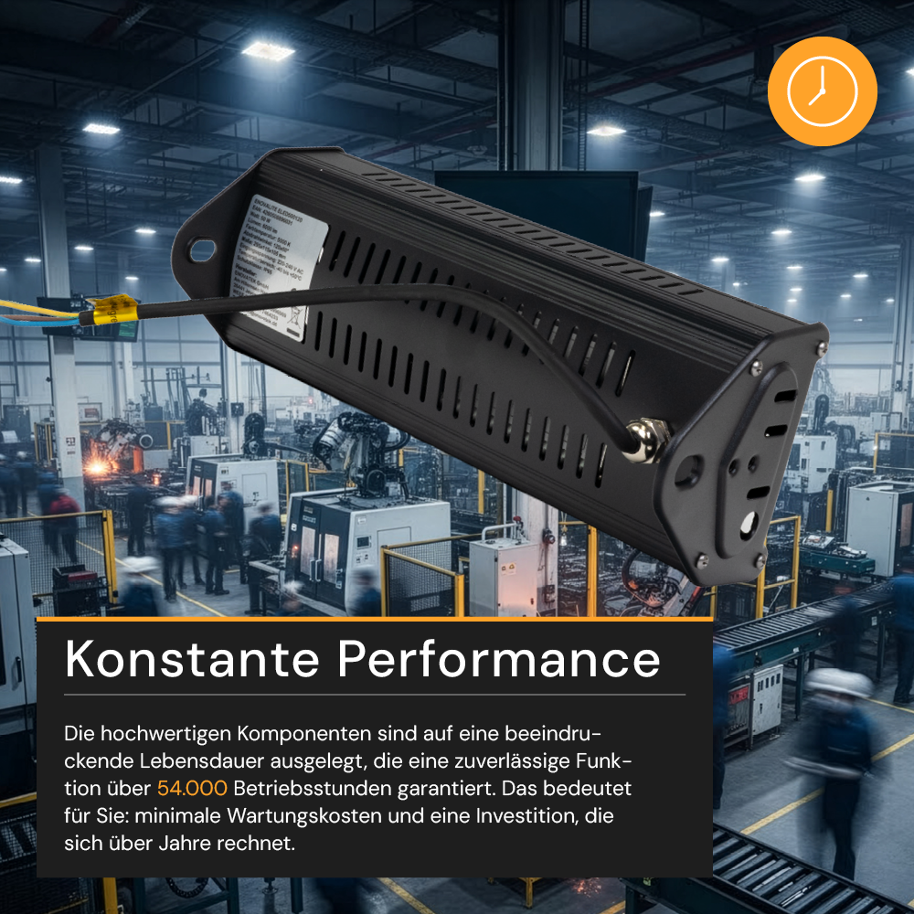 LED-Hallenleuchte, linear, 50 W, 6000 lm, 5000 K (neutralweiß), IP65, ENEC-Zertifizierung, schwarz