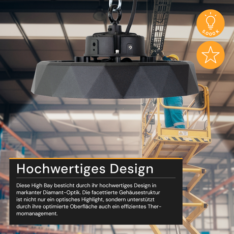 LED-HighBay PRO, Diamant Design, 200 W, 30000 lm, 5000 K (neutralweiß), IP65, Philips Netzteil, Lumileds LED