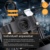 LED-Hallenstrahler, UFO, Leistung einstellbar, 100/150/200W, 4000 K (neutralweiß), 17000-34000 lm, IP65, LIFUD, 0-10V dimmbar, 3-in-1 Leuchte, hohe Energieeffizienz