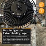 LED-HighBay, UFO, Leistung und Lichtfarbe einstellbar, 100/150/200 W, 3500-5500 K, 14000-28000 lm, IP65, LIFUD, 0-10V dimmbar, 9-in-1 Leuchte, energieeffizient