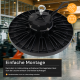 LED-HighBay, Sensor-Ready, UFO, anpassbare Leistung 120-200 W, 4000 K (neutralweiß), 19200-32000 lm, dimmbar, 60°/90°/120° Abstrahlwinkel, IP65, MOSO, hohe Energieeffizienz