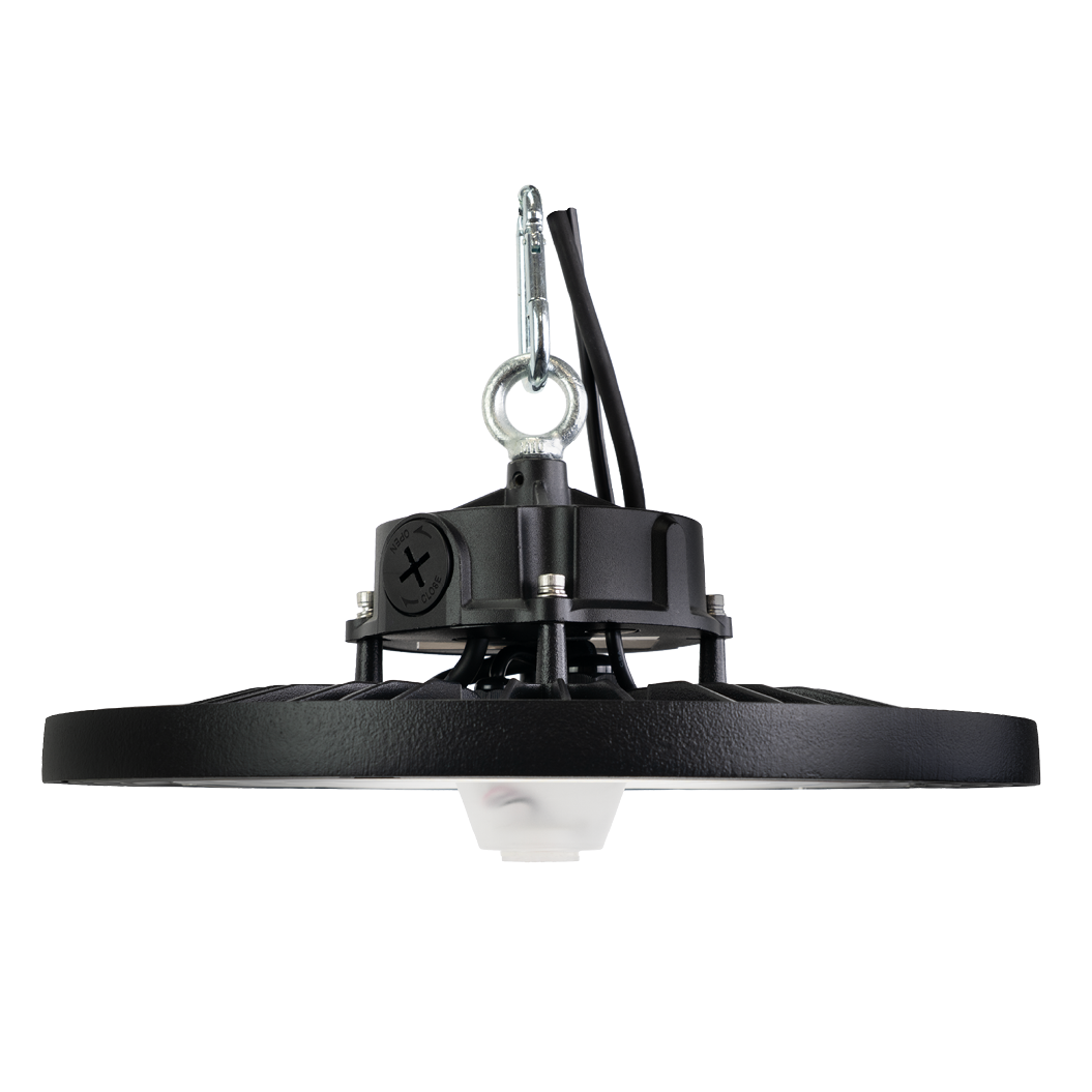 LED-HighBay, Sensor-Ready, UFO, anpassbare Leistung 120-200 W, 4000 K (neutralweiß), 19200-32000 lm, dimmbar, 60°/90°/120° Abstrahlwinkel, IP65, MOSO, hohe Energieeffizienz