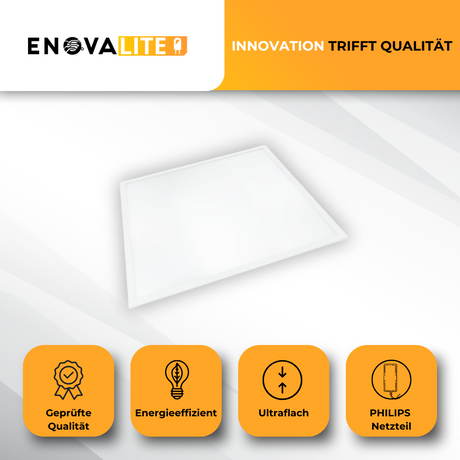 LED Panel, 62x62 cm, 36 W, 3600 lm, Rasterleuchte, 6000 K, inkl Philips Netzteil.