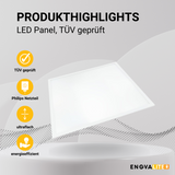 4er Pack LED Panel, 62x62 cm, 36 W, 3600 lm, 6000 K, TÜV, Philips Driver  Lichttechnik24.de.