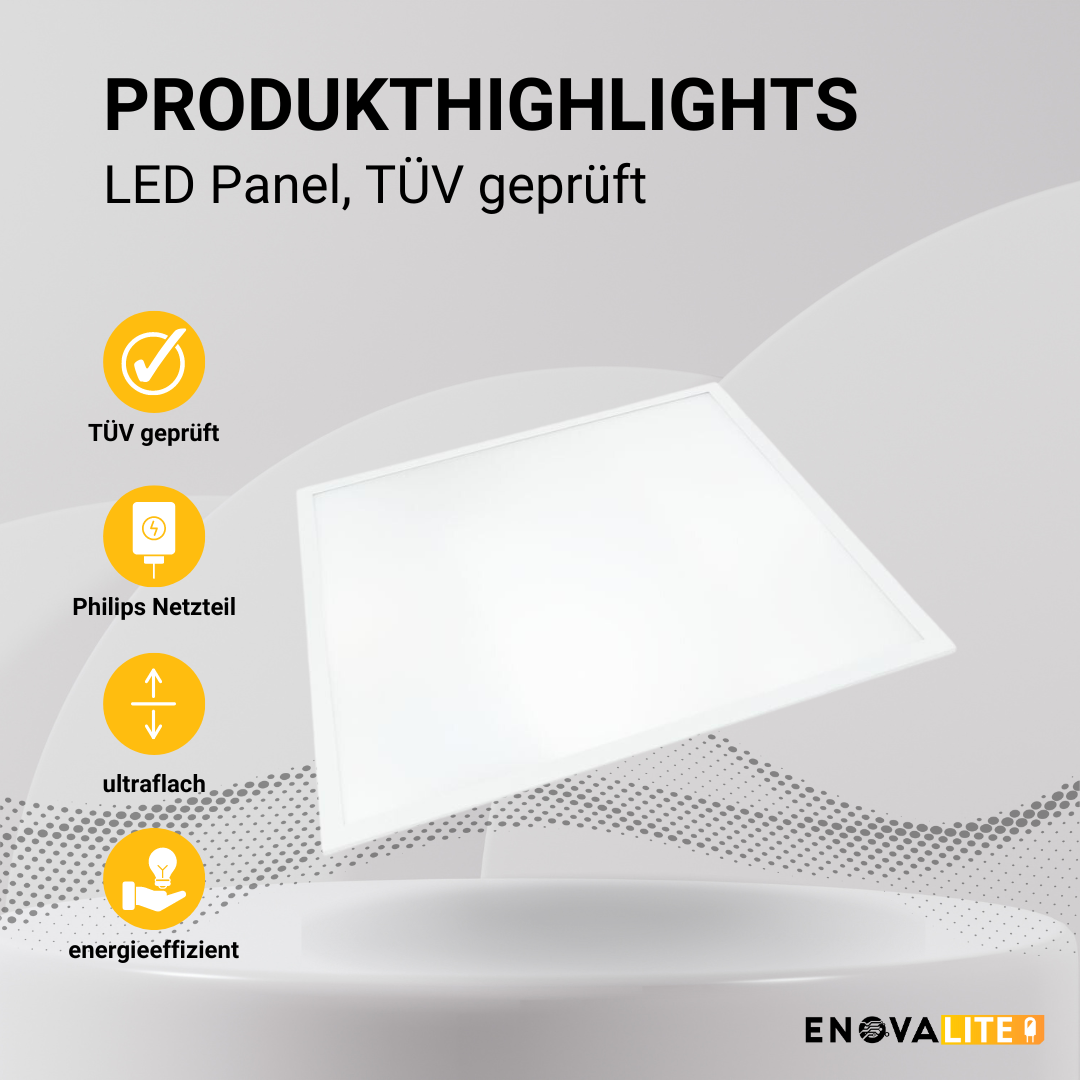 4er Pack LED Panel, 62x62 cm, 36 W, 3600 lm, 6000 K, TÜV, Philips Driver
