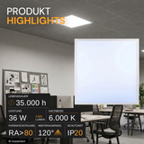 LED Panel, 62x62 cm, 36 W, 3600 lm, 6000 K (kaltweiß)