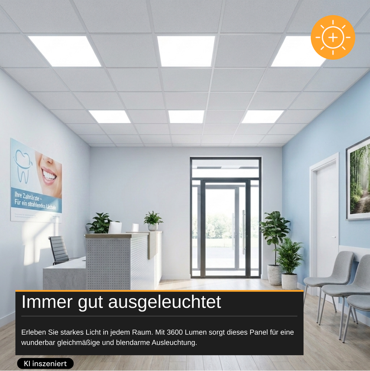 LED Panel, 62x62 cm, 36 W, 3600 lm, 6000 K (kaltweiß)