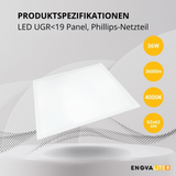 4er Pack LED Panel, 62x62 cm, 36 W, 3600 lm, 4000 K, UGR<19,Philips Driver