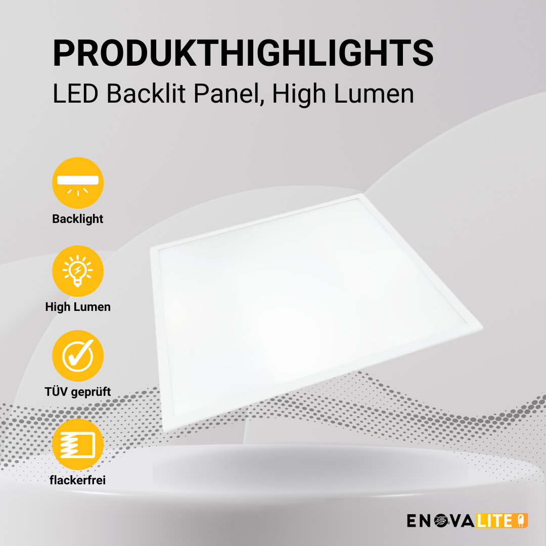 LED Backlit Panel, 30 W, 4500 lm, 62x62 cm, 4000K, TÜV-geprüft  Lichttechnik24.de.