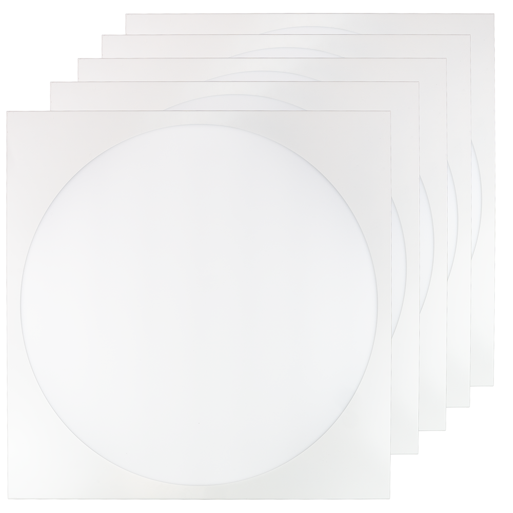5er Pack LED-Panel mit runder Leuchtfläche, 62x62 cm, 30 W, 3600 lm, 4000 K (neutralweiß), Lifud Netzteil