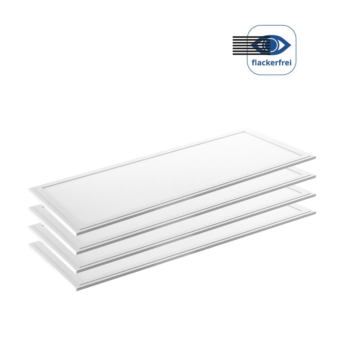 4er Pack LED Panel, 120x60 cm, 60 W, 6000 lm, 4000 K, flackerfrei