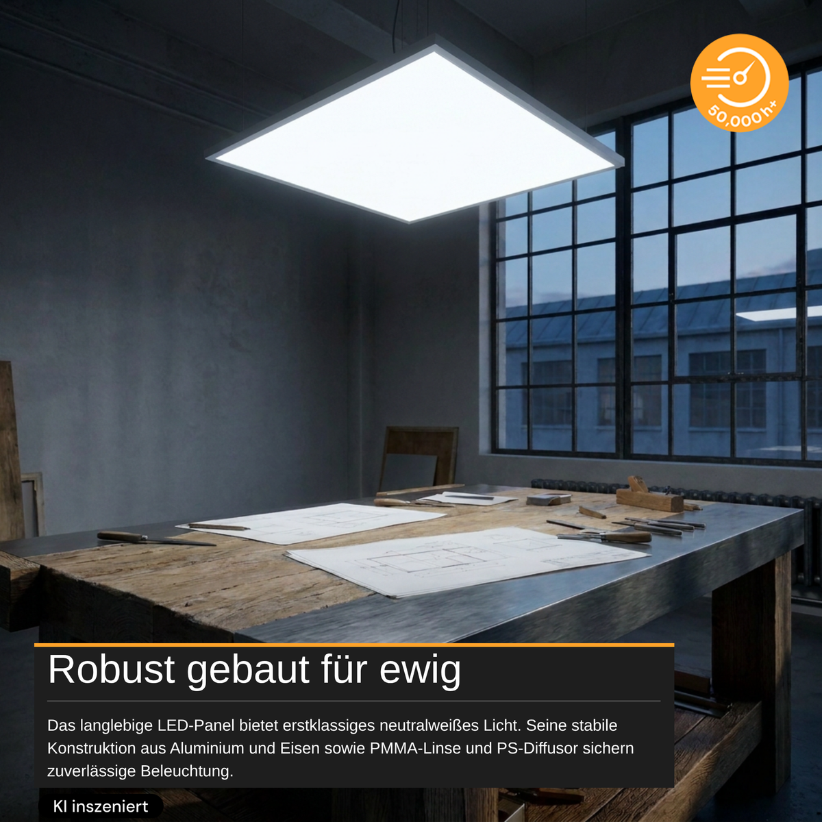 6er Pack LED-Panel, 20 W, 4.240 lm, 6.000 K, weiß, 62x62 cm, Energieeffizienzklasse A.