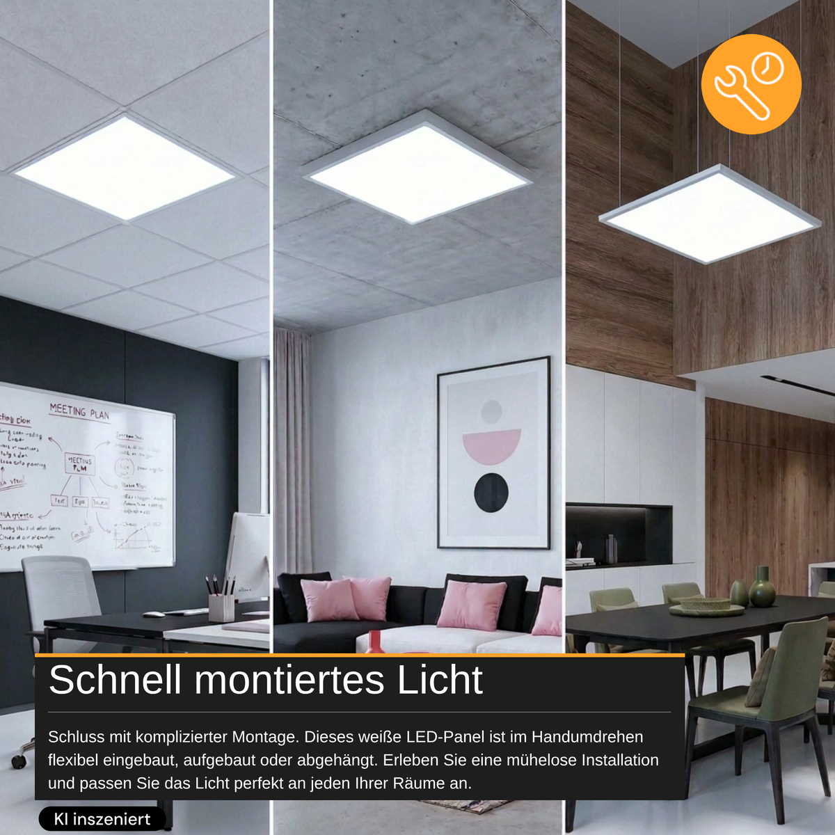 6er Pack LED-Panel, 20 W, 4.240 lm, 6.000 K, weiß, 62x62 cm, Energieeffizienzklasse A.