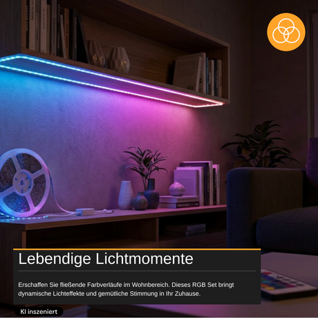 Set LED-Streifen, RGB, 5 Meter Länge, 60 LED/m, 12 V, 10 mm, inklusive Fernbedienung und Netzteil