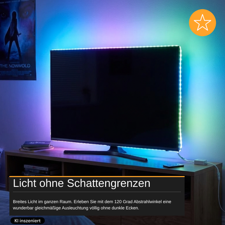 Set LED-Streifen, RGB, 5 Meter Länge, 60 LED/m, 12 V, 10 mm, inklusive Fernbedienung und Netzteil