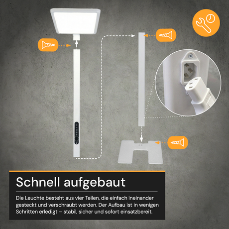 LED Büro-Stehleuchte Up&Down mit Sensor, 150W, 11.000lm, 4000K, UGR<16, CRI>98, dimmbar, weiß