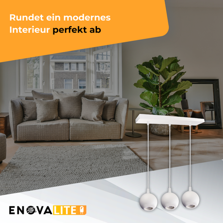 Pendelleuchte GLOBE, in Weiß, aus Alu und Stahl, 3-flammig, GU10-Fassung, IP20, Ø10cm.