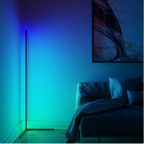 LED Stehlampe in RGB Farben, Eckleuchte mit Fernbedienung, 12 W, 12 V, schwarz, RGB-IC