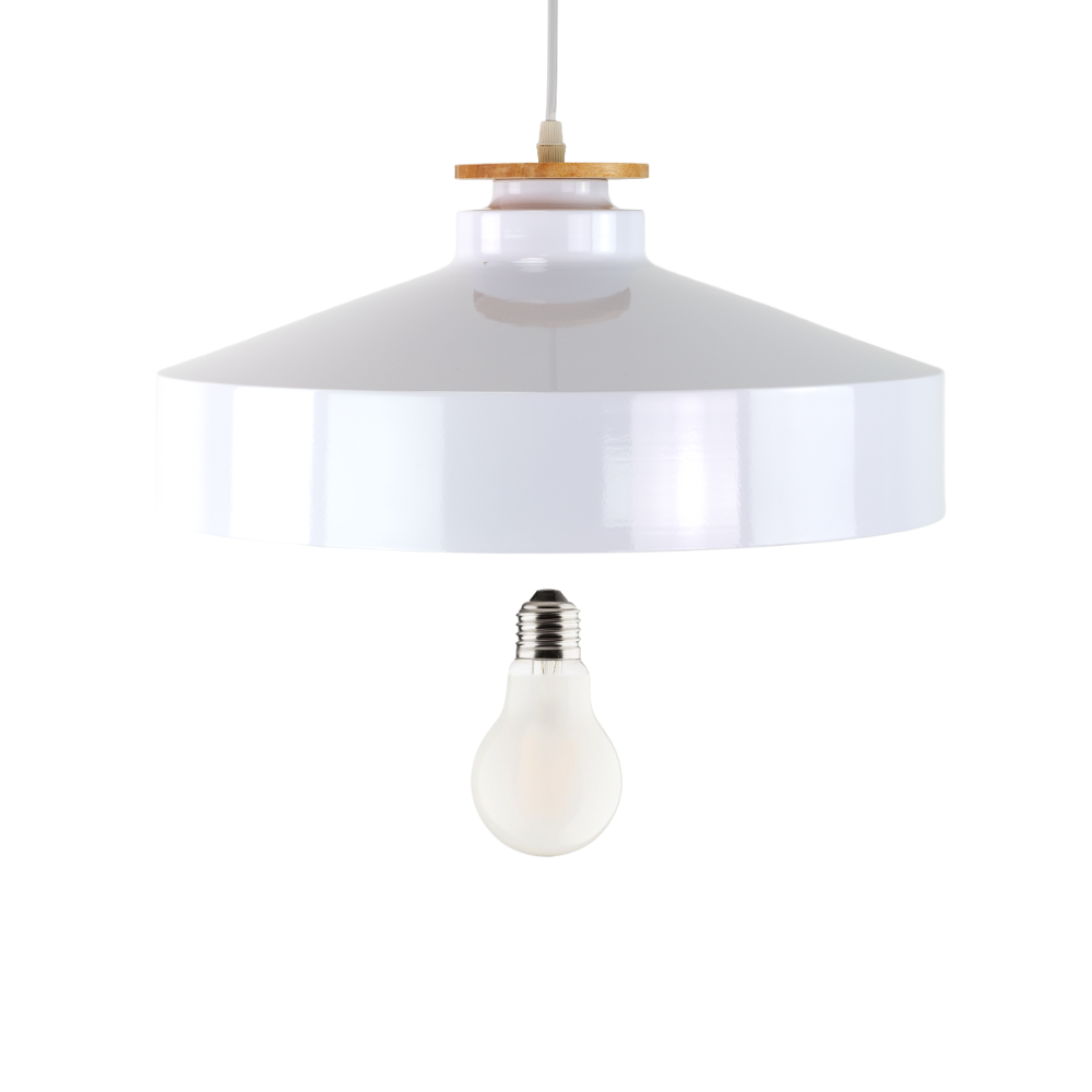 Elegante Pendelleuchte in Weiß  inkl E27-Filamentleuchtmittel, 7W/700lm, 2700K/warmweiß, Milchglas, runde Form, aus Stahl, E27-Fassung, IP20, Ø40 cm