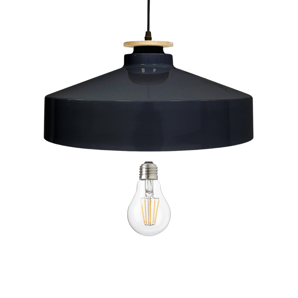 Elegante Pendelleuchte in Schwarz inkl E27-Filamentleuchtmittel, 7W/700lm, 2700K/warmweiß, runde Form, aus Stahl, E27-Fassung, IP20, Ø40 cm