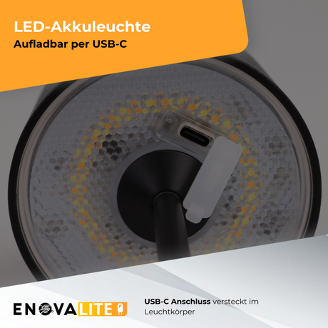 LED-Tischleuchte mit Akku, Up- & Downlight, Dimm- & CCT-Funktion, sandfarben, wiederaufladbar, Innen und Außenbereich, IP44, USB-C.