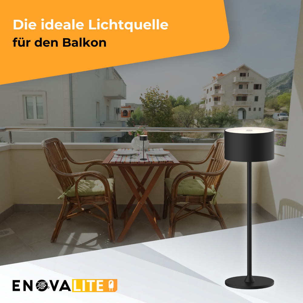 LED-Tischleuchte mit Akku, Up- & Downlight, Dimm- & CCT-Funktion, schwarz, wiederaufladbar, Innen und Außenbereich, IP44, USB-C