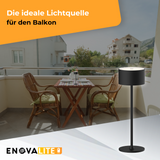 LED-Tischleuchte mit Akku, Up- & Downlight, Dimm- & CCT-Funktion, schwarz, wiederaufladbar, Innen und Außenbereich, IP44, USB-C