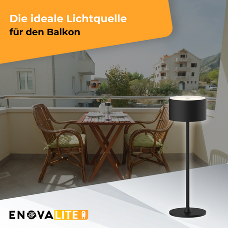 LED-Tischleuchte mit Akku, Up- & Downlight, Dimm- & CCT-Funktion, schwarz, wiederaufladbar, Innen und Außenbereich, IP44, USB-C.