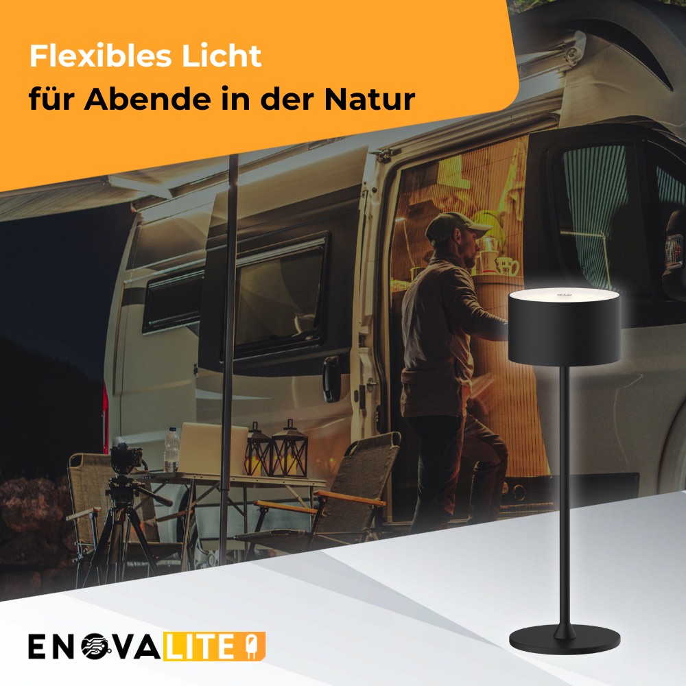 LED-Tischleuchte mit Akku, Up- & Downlight, Dimm- & CCT-Funktion, schwarz, wiederaufladbar, Innen und Außenbereich, IP44, USB-C