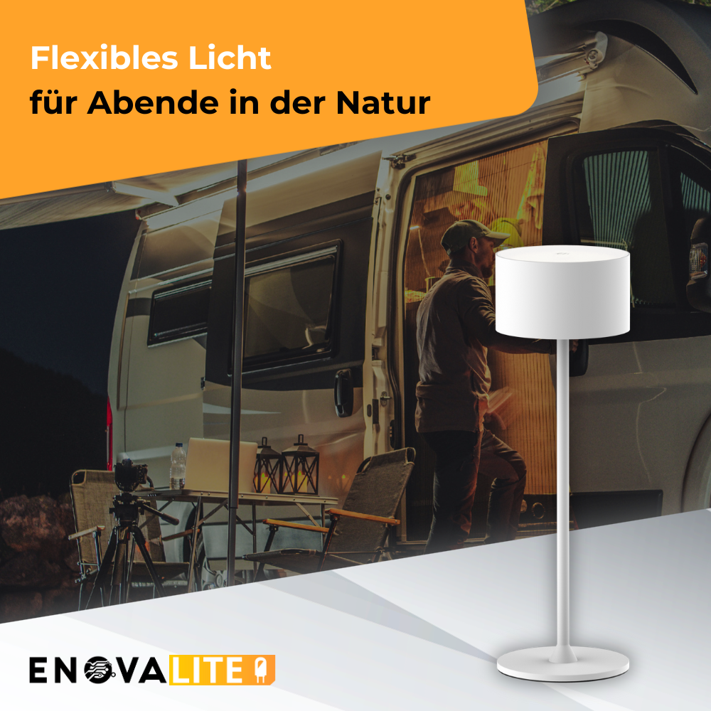 fahrradbeleuchtung mit ladestation 3er Set LED-Tischleuchte mit Akku, inkl Ladestation, Up- & Downlight, Dimm-  & CCT-Funktion, weiß, wiederaufladbar, Innen und Außenbereich, IP44, USB-C  ENOVALITE Akkutischleuchte – Flexibles Licht für jede Situation Dimmbar &  CCT einstellbar:
