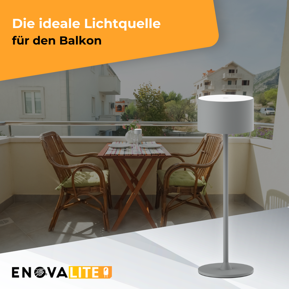 LED-Tischleuchte mit Akku, Up- & Downlight, Dimm- & CCT-Funktion, grau, wiederaufladbar, Innen und Außenbereich, IP44, USB-C