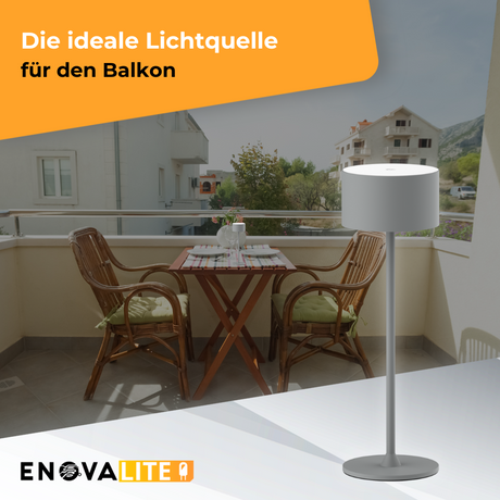 LED-Tischleuchte mit Akku, Up- & Downlight, Dimm- & CCT-Funktion, grau, wiederaufladbar, Innen und Außenbereich, IP44, USB-C.