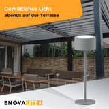 LED-Tischleuchte mit Akku, Up- & Downlight, Dimm- & CCT-Funktion, grau, wiederaufladbar, Innen und Außenbereich, IP44, USB-C