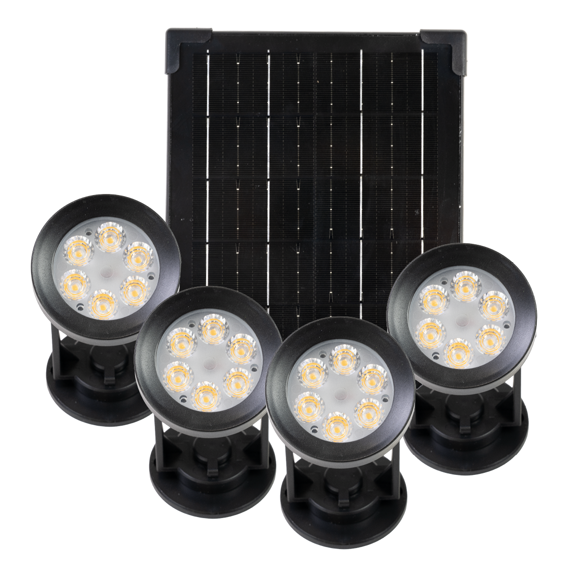 Gartenspots, IP54, 3000 K (warmweiß), 200 lm, LiFePo4 Akku, monokristallines 5 W Solarpanel, flexible Montage, mit Erdspieß