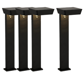 4er-Pack Solar Wegeleuchte mit PIR Sensor, eckig, 3000 K (warmweiß), 12 Stunden Leuchtzeit, 3 Lichtmodi, IP54-Wasserdicht, aus hochwertigem Aluminium.